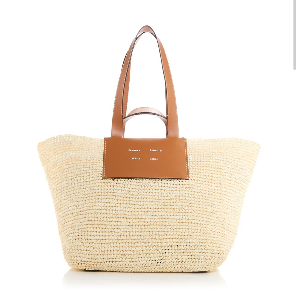 Proenza Schouler Morris Extra Large Leather-Trimmed Raffia Tote